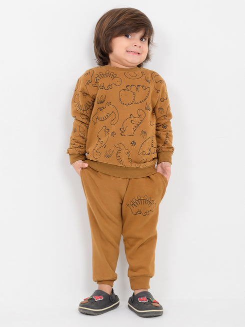 The Dinosaur Themed Fleece Suit (Toffee Brown)